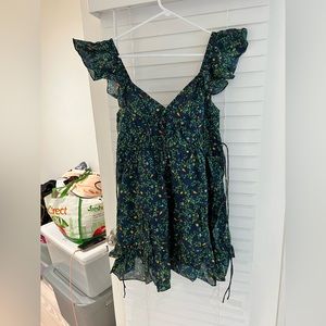 NWT hill house Lucia dress, midnight garden green, size small, cotton voile